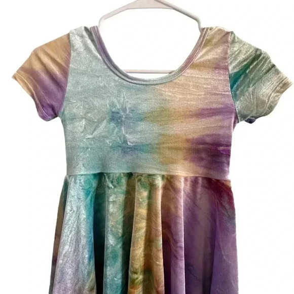 Wild Rich Kids Twirl Dress Girls Size 11/12 crushed velvet tie dye blank tag - Picture 3 of 9
